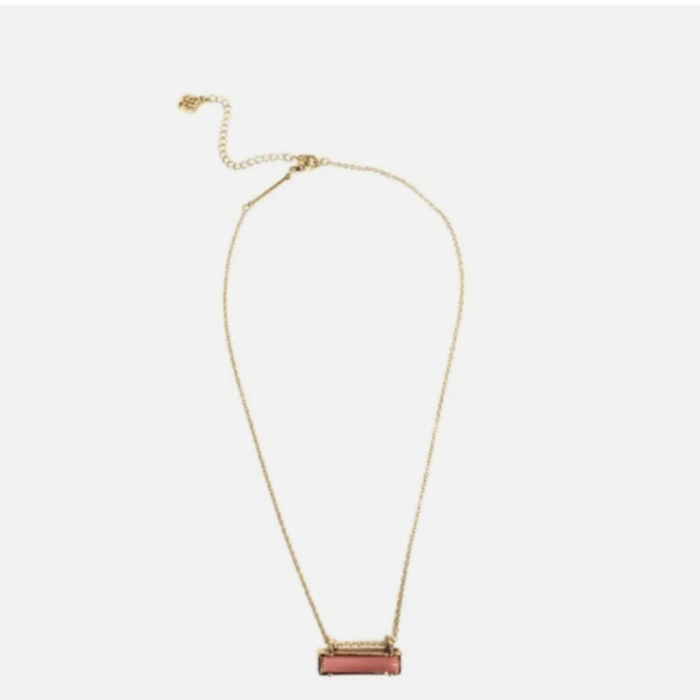 Gen3 Stella Pink Pendant Gold Bar Necklace, NWOT